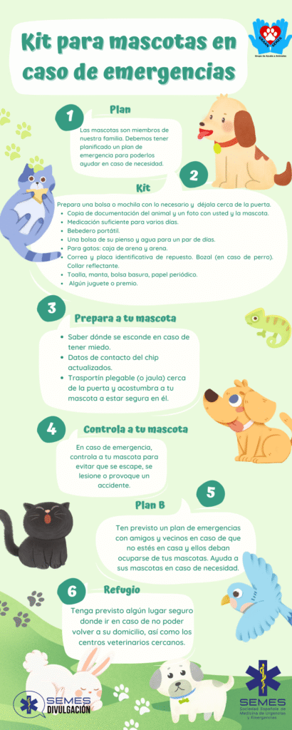 Kit para mascotas en caso de emergencias